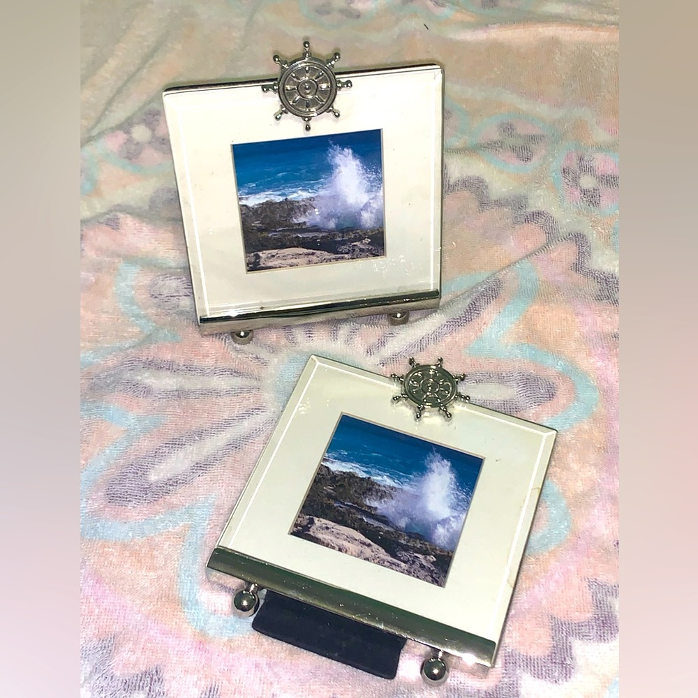 2 Glass Ocean Pictures In Glass Frames- $10